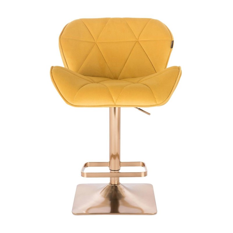 Yellow velour stool gold base