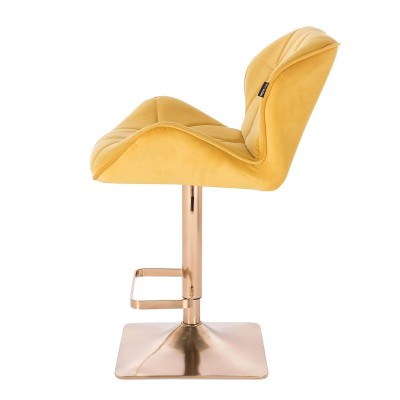 Yellow velvet stool gold base