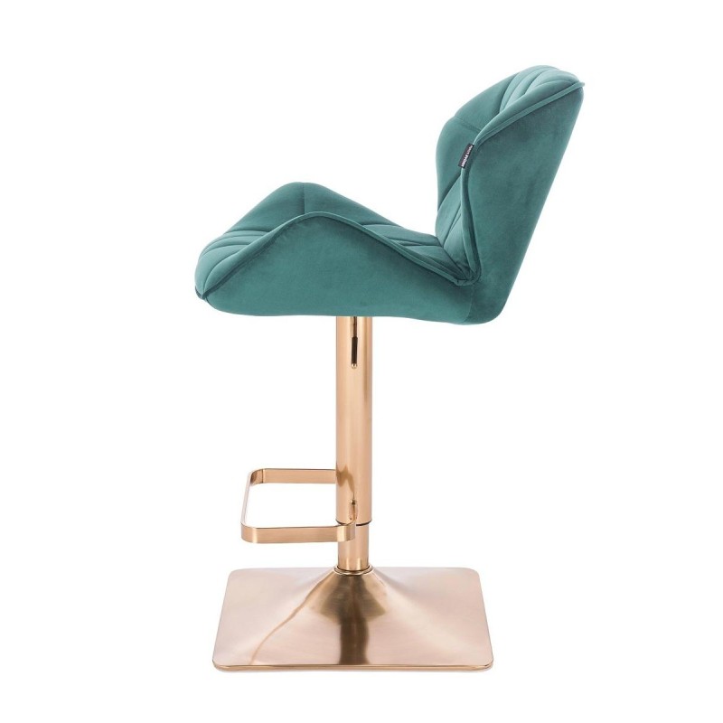 Bottle-green velvet cosmetic chair, gold-base