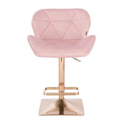 Powder-pink velour chair, gold base
