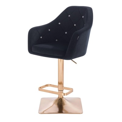 Black velour chair, gold base