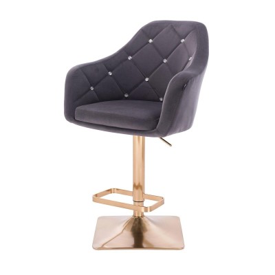 FOTEL BLERM  CRISTAL KW GRAFITOWY WELUR ZŁOTA PODSTAWA -Fotele Welurowe- 