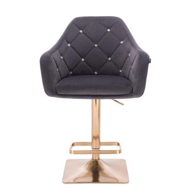 FOTEL BLERM  CRISTAL KW GRAFITOWY WELUR ZŁOTA PODSTAWA -Fotele Welurowe- 