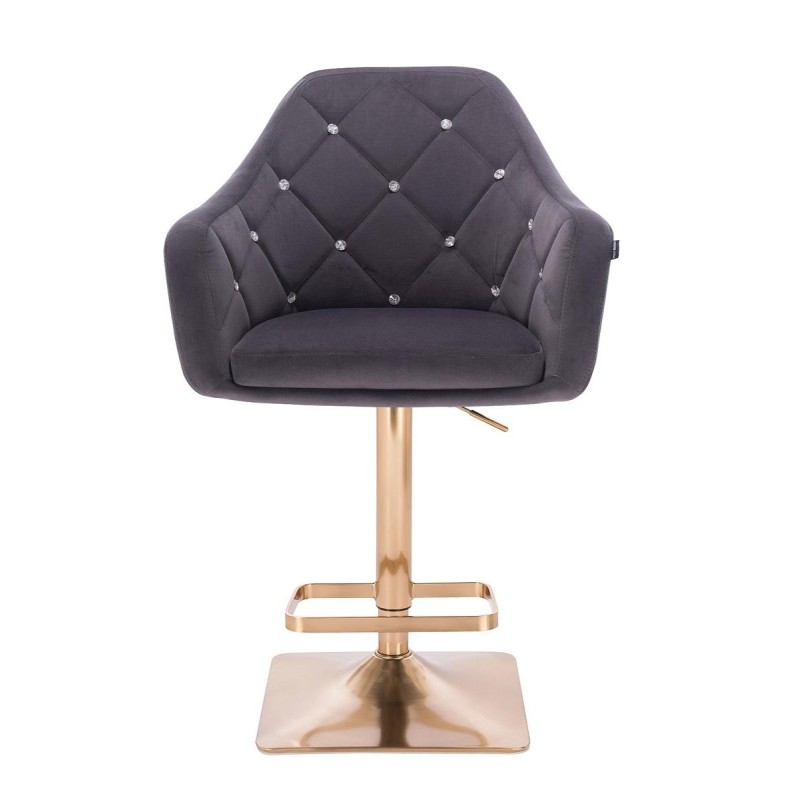 FOTEL BLERM  CRISTAL KW GRAFITOWY WELUR ZŁOTA PODSTAWA -Fotele Welurowe- 