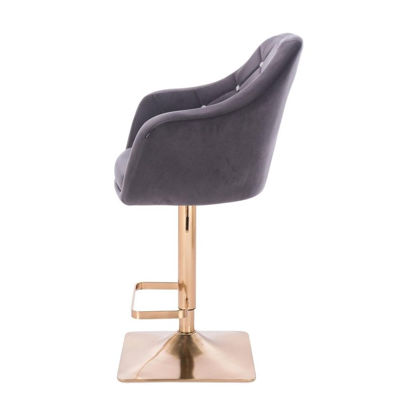 FOTEL BLERM  CRISTAL KW GRAFITOWY WELUR ZŁOTA PODSTAWA -Fotele Welurowe- 