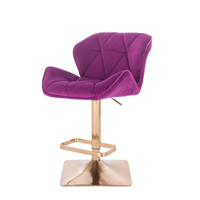 HOKER PETYR KW FUKSJA WELUR ZŁOTA PODSTAWA -Hokery barowe- 