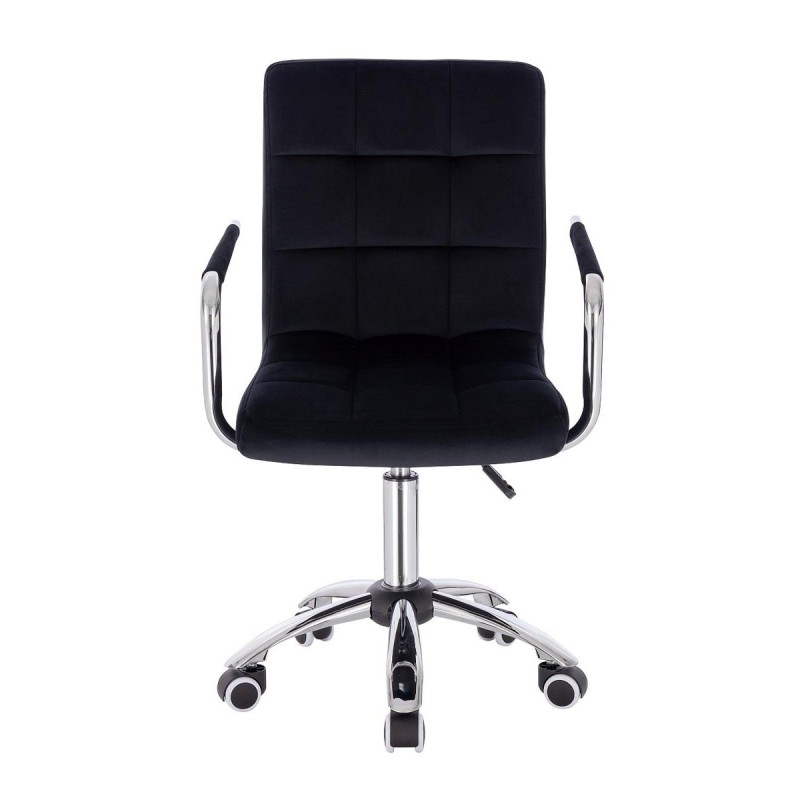 Black velour salon chair, wheels