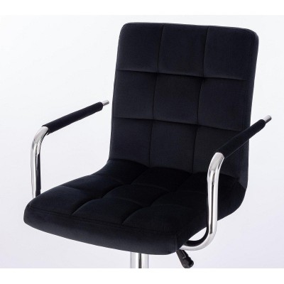 Black velour cosmetic chair, wheels