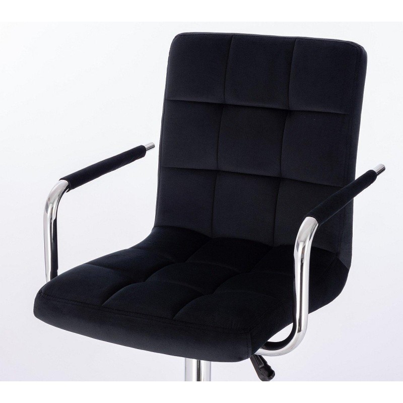 Black velour cosmetic chair, wheels