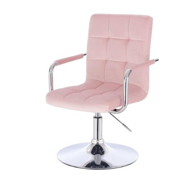Powder-pink velour chair silver base