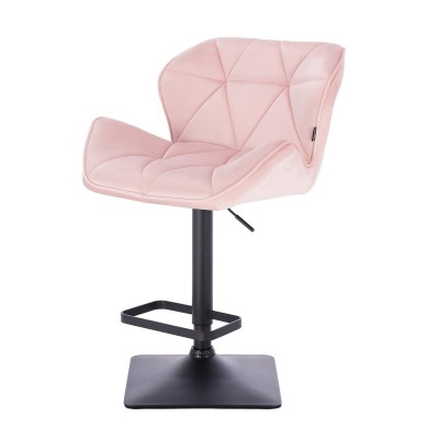 Powder-pink velvet chair black base