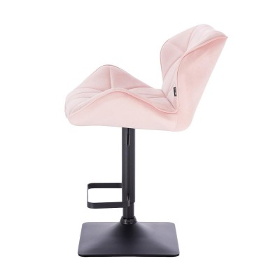 Powder-pink velour chair high-square base