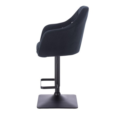 Square-base black velour chair