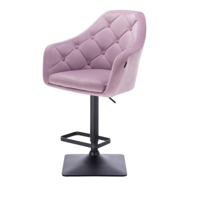 Wrzosowe welurowe krzesło czarna podstawa