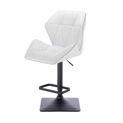 White faux-leather stool black base