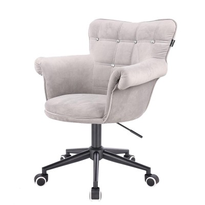 Steel-gray velvet beauty chair wheels