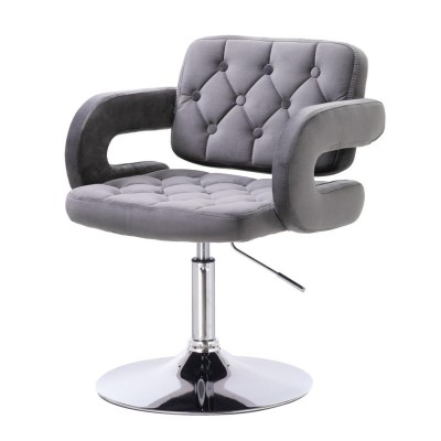 Graphite velvet cosmetic chair chrome