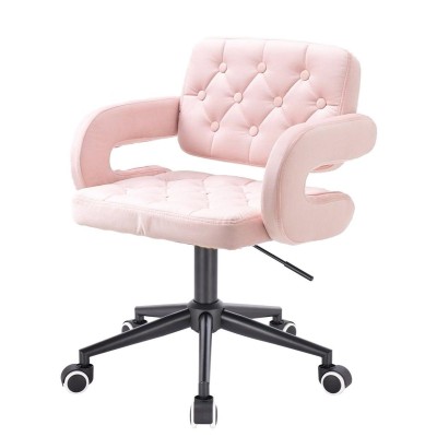 HOKER SURF K PUDROWY RÓŻ WELUR CZARNA PODSTAWA -Hokery barowe- 