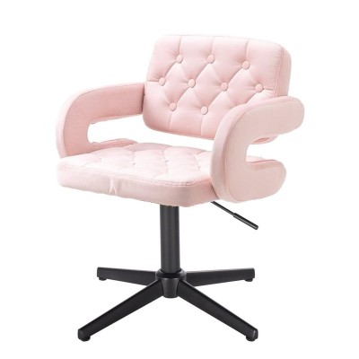 HOKER SURF CROSS PUDROWY RÓŻ WELUR CZARNA PODSTAWA -Hokery barowe- 