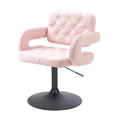 HOKER SURF N PUDROWY RÓŻ WELUR CZARNA PODSTAWA -Hokery barowe- 