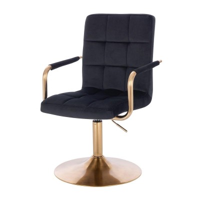 Black velour cosmetic chair gold-base