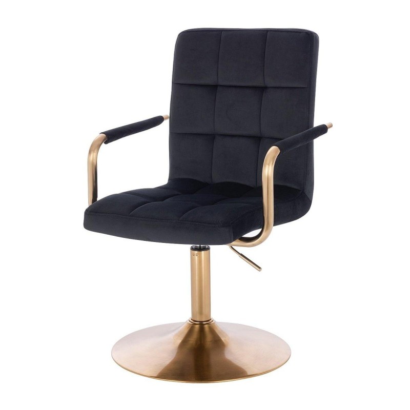 Black velour cosmetic chair gold-base