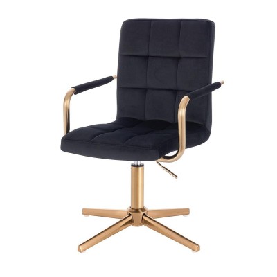 Black velvet cosmetic chair gold