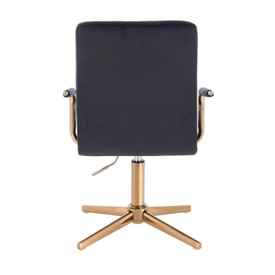 Black velvet chair gold base