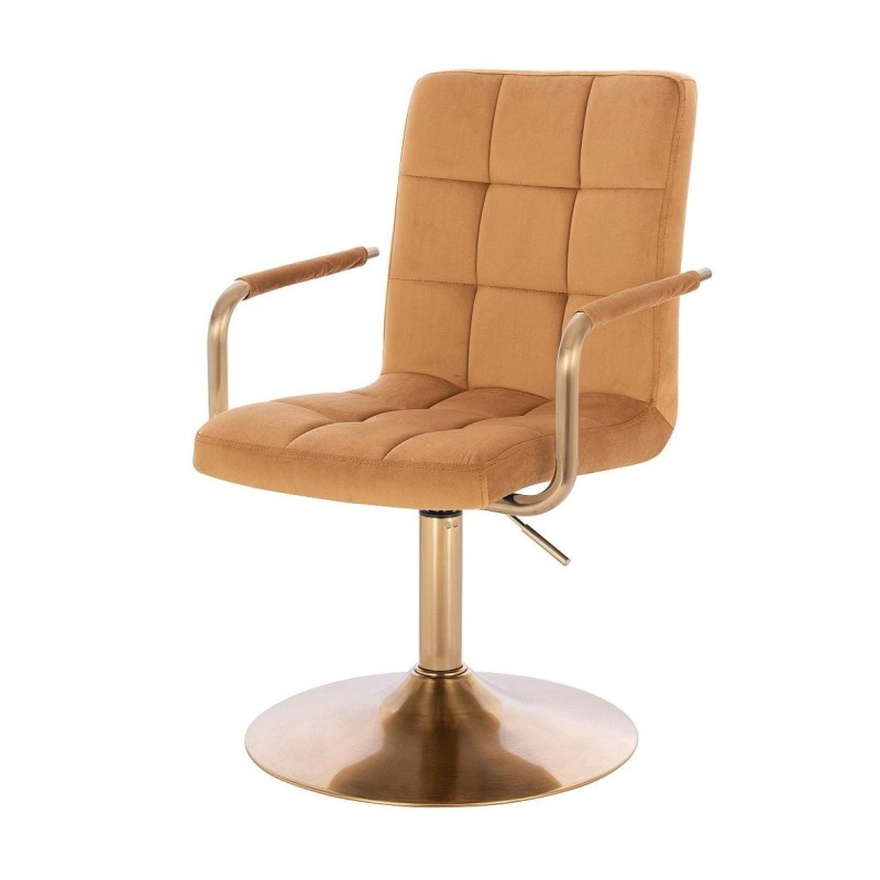 Honey velour chair gold base