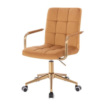 Honey velour cosmetic chair gold
