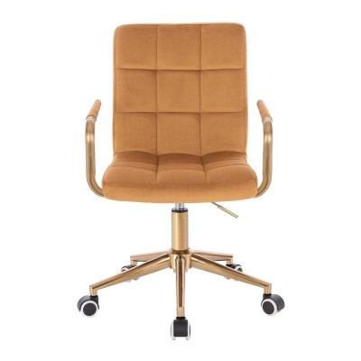 Honey velvet salon chair gold