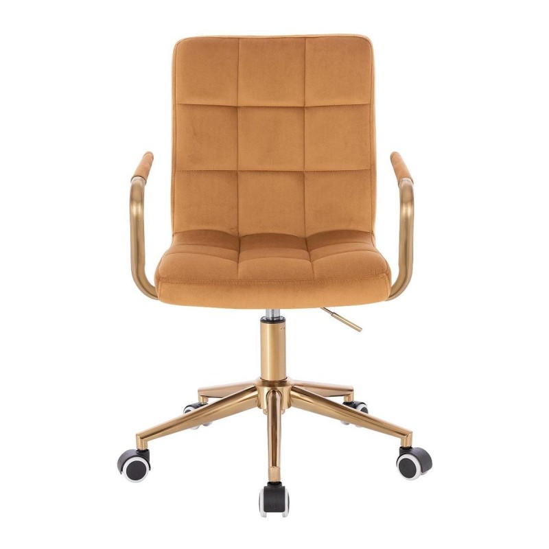 Honey velvet salon chair gold