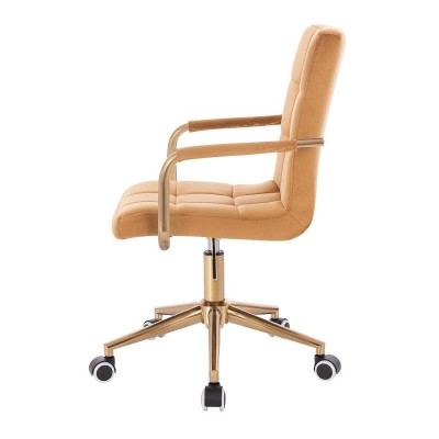 Honey velour cosmetic chair gold-base