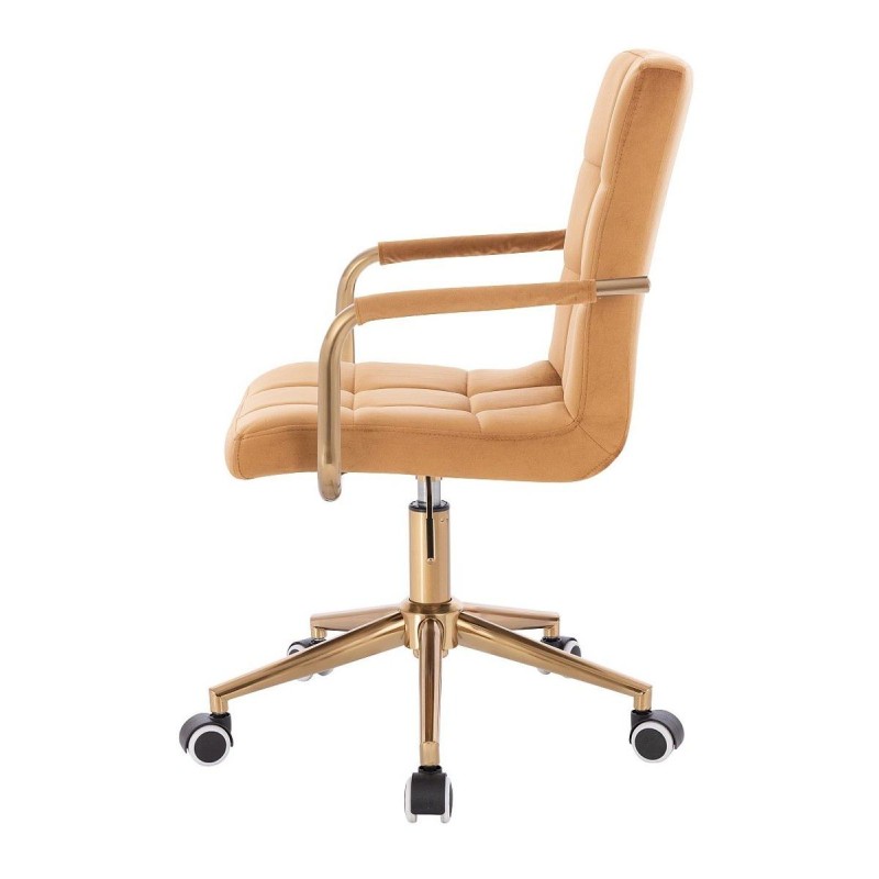 Honey velour cosmetic chair gold-base