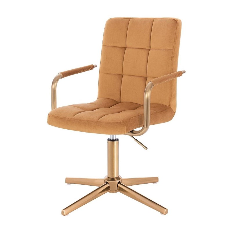 Honey velvet cosmetic chair gold