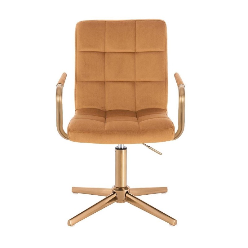 Honey velvet chair gold base