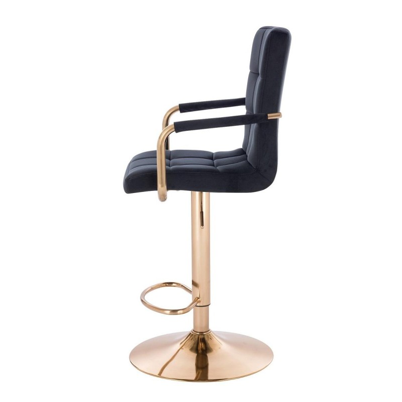 Black velour stool gold base