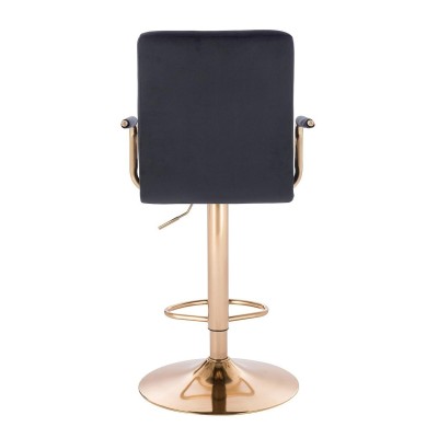 Black velour stool gold pedestal