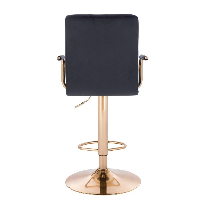 Black velour stool gold pedestal