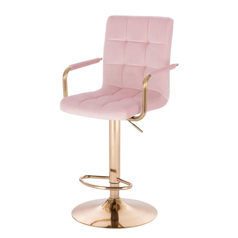 Powder pink velour gold-base chair