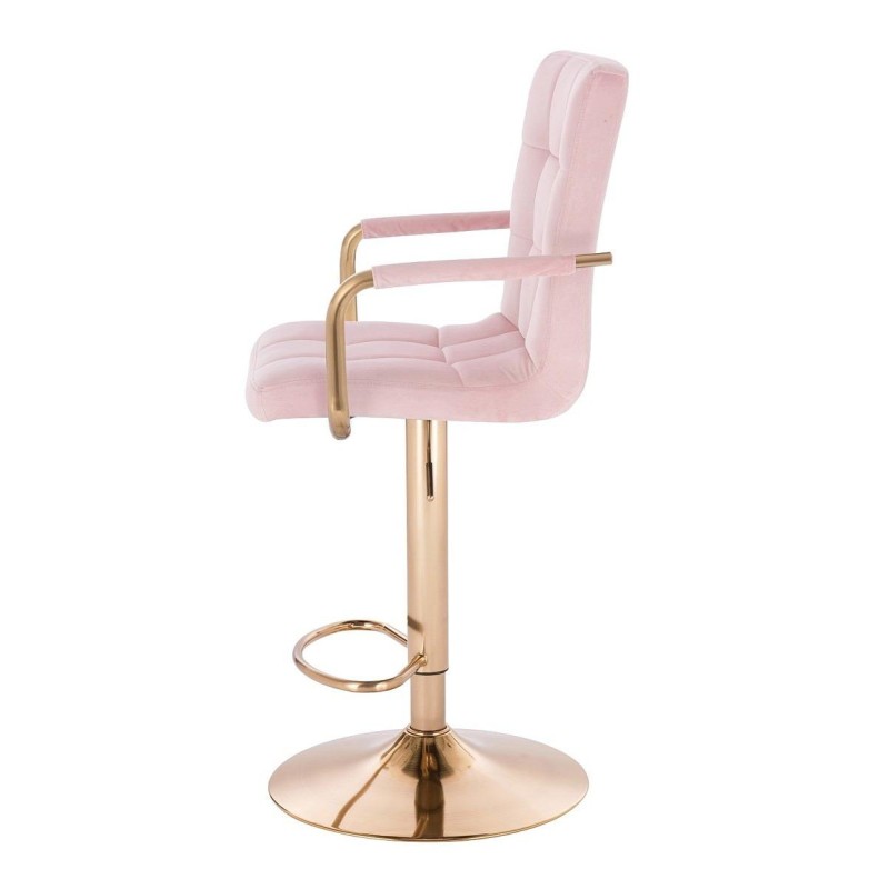 Powder-pink velvet chair, gold base