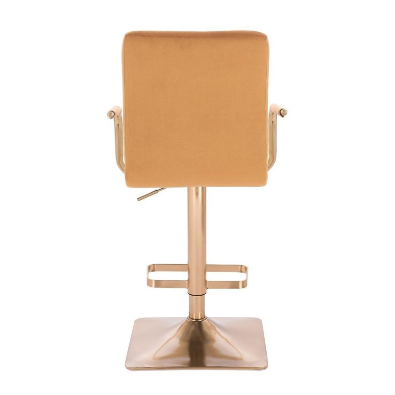 Honey velour cosmetic stool gold-base
