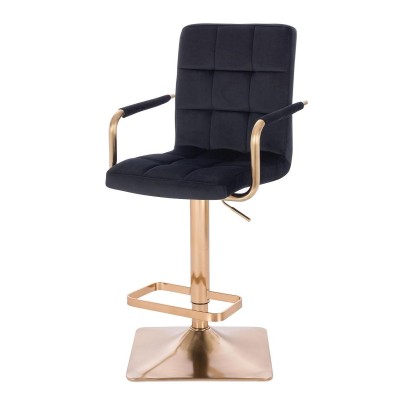 Black velour cosmetic stool gold