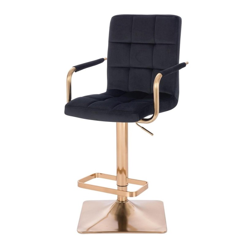 Black velour cosmetic stool gold