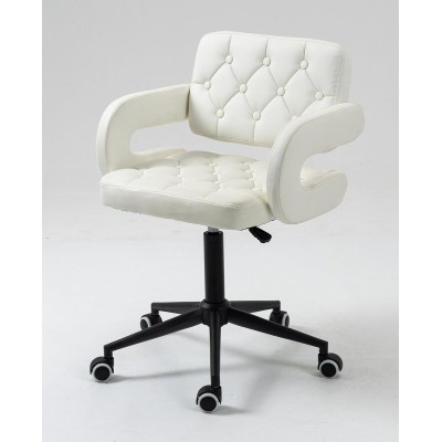 White eco-leather cosmetic chair casters