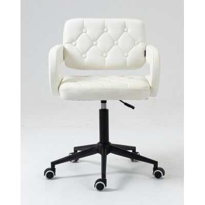 White faux-leather stool with casters