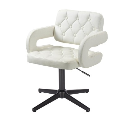 White eco-leather chair, black base