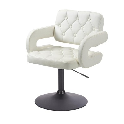 White eco-leather stool black base