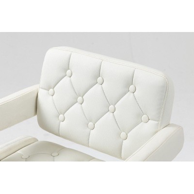 White eco-leather chair chrome casters