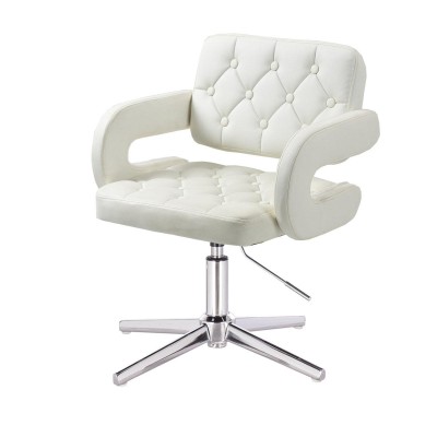 White eco-leather stool chrome base